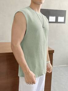 SWAVVY 休闲纯色男士背心 - 軍綠色 - 查看 5