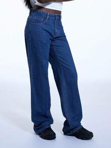 COUREZ Low Rise Slim Fit Jeans In Mid Blue Wash /Y2K Spring For Women Street Streetwear Denim Going Out Party Summer Jeans - Blue - View 6