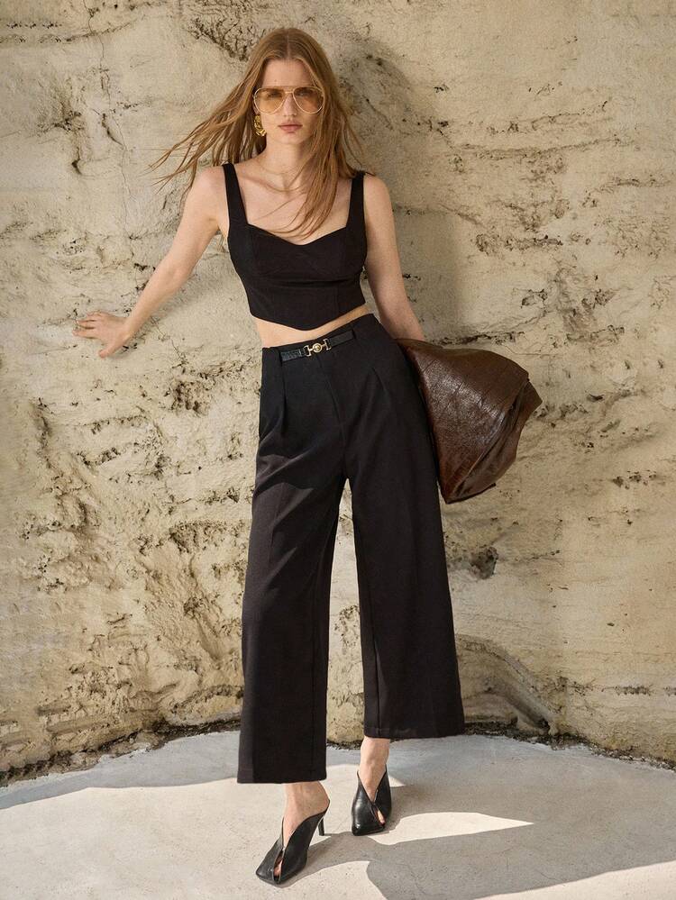 WOMEN'S ELASTIC CROPPED TANK TOP, SPRING/SUMMER