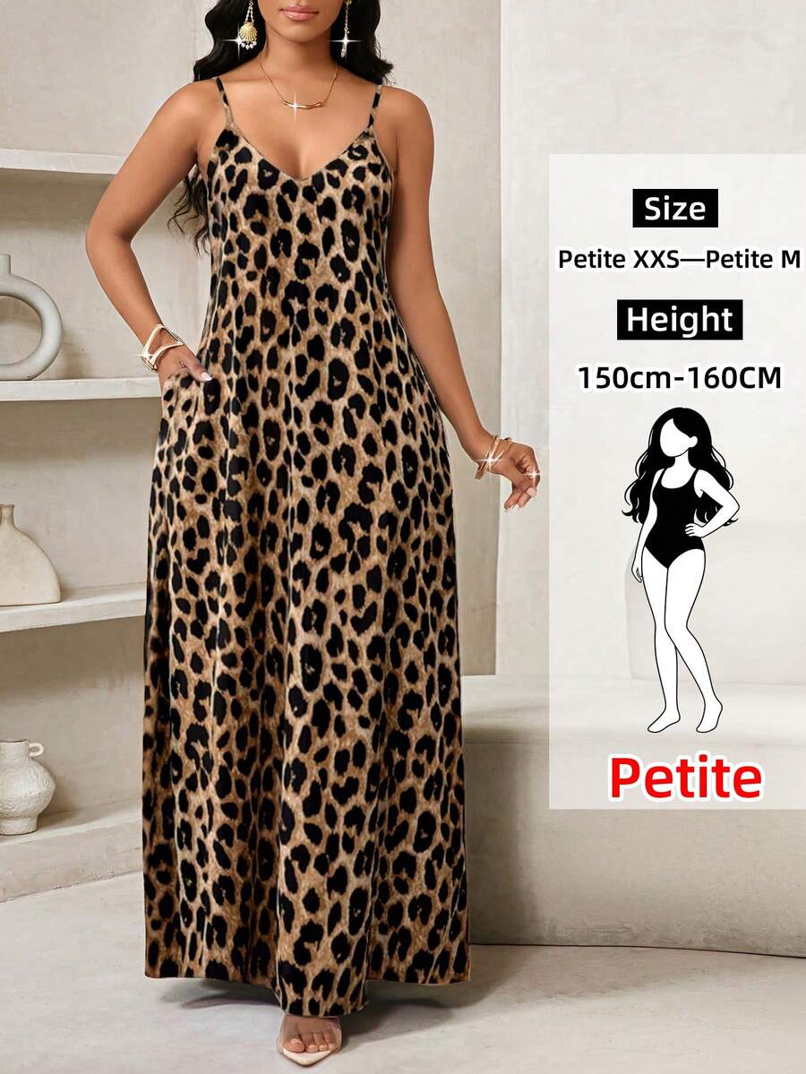 SHEIN Lady Petite 豹纹印花女士长款连衣裙 女士波西米亚风露背连衣裙 女士宽松长款连衣裙 女士连衣裙 宽松无肩带生日/活动连衣裙/节日连衣裙 度假装扮 女士波西米亚风/波西米亚风/波西米亚风女装 吊带上衣 非洲女装 女士连衣裙 夏季热带风情连衣裙 女士新品 女士连衣裙 沙滩连衣裙 复活节连衣裙/复活节女装/复活节套装 女士夏季连衣裙 - 彩色 - 查看 1