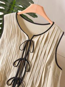 CosyJoli 大码女式休闲连衣裙，可爱春夏女士连衣裙，宽松舒适的少女休闲装 - 杏色 - 查看 4