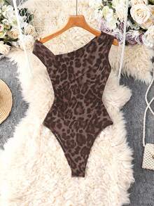 GlowEve CURVE Women's Fashion Leopard Print Spaghetti Strap Camisole - Brown - View 1