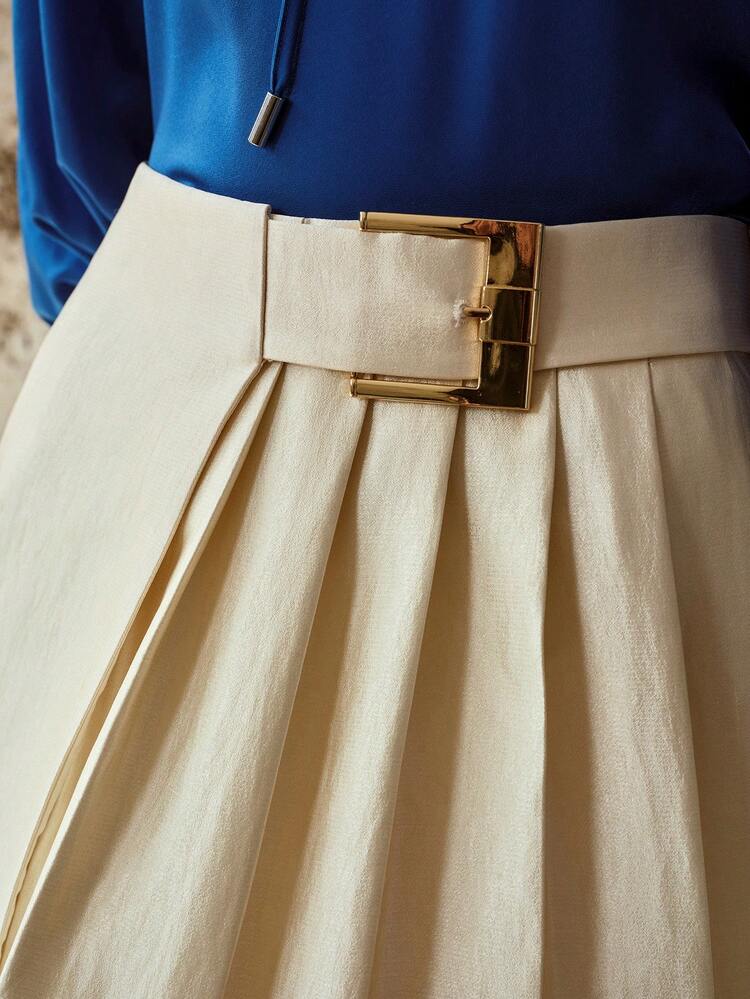 WOMEN'S PLEATED BELTED SKIRT