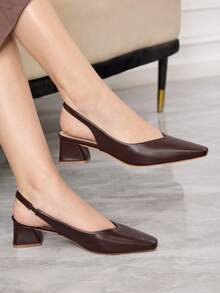 Sleekvia Women's Pointed Toe Casual/Work Chic High Heel Shoes - Chocolate Brown - View 1