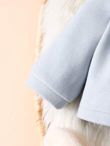 SHEIN 女婴羊毛外套和打底裤两件套，新款婴儿幼儿彼得潘领秋冬套装 - 淺藍色 - 查看 4