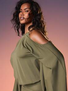 MISSGUIDED Đầm ngắn trễ vai tay cánh dơi với họa tiết bướm đính cườm và chi tiết dây xích phía sau, thích hợp cho mùa thu đông, dự tiệc tối, ôm sát cơ thể, chất liệu co giãn. - màu xanh lá - Xem 6