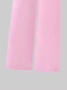 SHEIN 青少年女孩夏季純色泡泡袖短版上衣與長褲套裝 - 彩色 - 查看 10