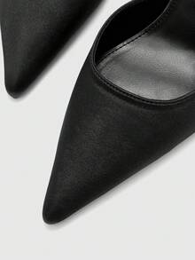CUCCOO BIZCHIC Giày nữ mùa xuân hè thoải mái, đa năng, mũi nhọn, gót thô, màu trơn, cao 7.5cm, giày cao gót nữ đi làm hàng ngày, hẹn hò, dự tiệc. - Màu đen a - Xem 5