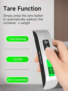 Teckwe 1pc Mini Hanging Hook Scale, Lugggage Weight Scale For Travel, Digital Weighing Scale, Multi-Function For Home - Silver Black - View 6