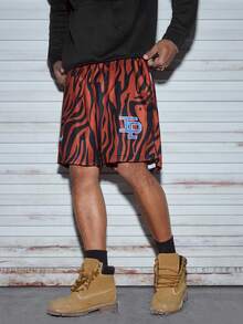 Modcrash Men's Sweatpants Set, Streetwear Vintage Print, Relaxed Fit, Spring Summer, Unisex - Red - View 9
