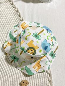 SHEIN Playful Pals 3件套男童休闲夏季沙滩条纹短袖T恤、松紧腰短裤、宽檐遮阳帽套装 - 彩色 - 查看 6