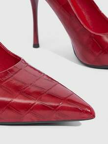 CUCCOO SZL Tacones de aguja de unicolor y diseño minimalista para mujer, zapatos casuales de uso diario para primavera, vacaciones de primavera, Pascua y Navidad - Rojo piedra - Ver 5