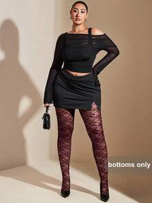SHEIN BAE Quần legging xuyên thấu cỡ lớn, gợi cảm cho ngày Valentine và mùa hè. - Màu Tím - Xem 4