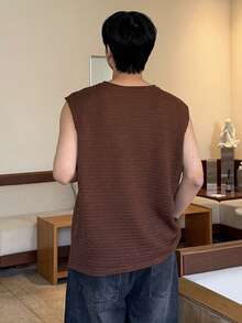 DAZY Men's Solid Color Crew Neck Short Sleeve Casual Loose T-Shirt, Summer - Brown - View 2