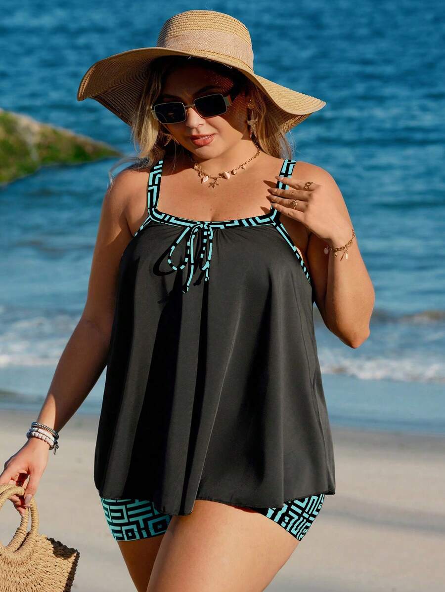Swim Lushoire 2026 Summer Beach Vacation Modest Plus Size Tankini Swimwear
