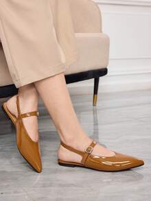 Sleekvia Women's Fashion Versatile Pointed Toe Flats - Brown - View 3