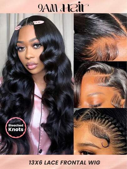 13x6 预拔毛漂白打结水波纹蕾丝前假发真人发无胶假发真人发150%密度透明蕾丝前假发真人发告别打结