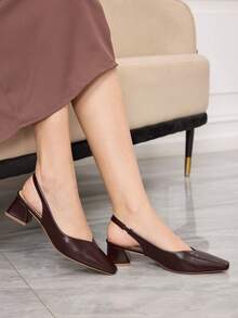Sleekvia Women's Pointed Toe Casual/Work Chic High Heel Shoes - Chocolate Brown - View 5