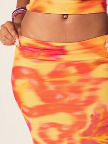 MISSGUIDED Tie Dye Halter Neck Crop Top And Maxi Skirt Co Ord Set Two Piece Outfit With Deep Plunge Neckline - Multicolor - View 6