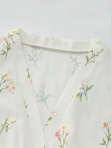 GlowEve 女士碎花V领A字连衣裙，优雅日常度假乡村复古通勤时尚情人节约会街头百搭派对杏色底碎花早春/春夏长袖新款中长连衣裙 - 彩色 - 查看 7