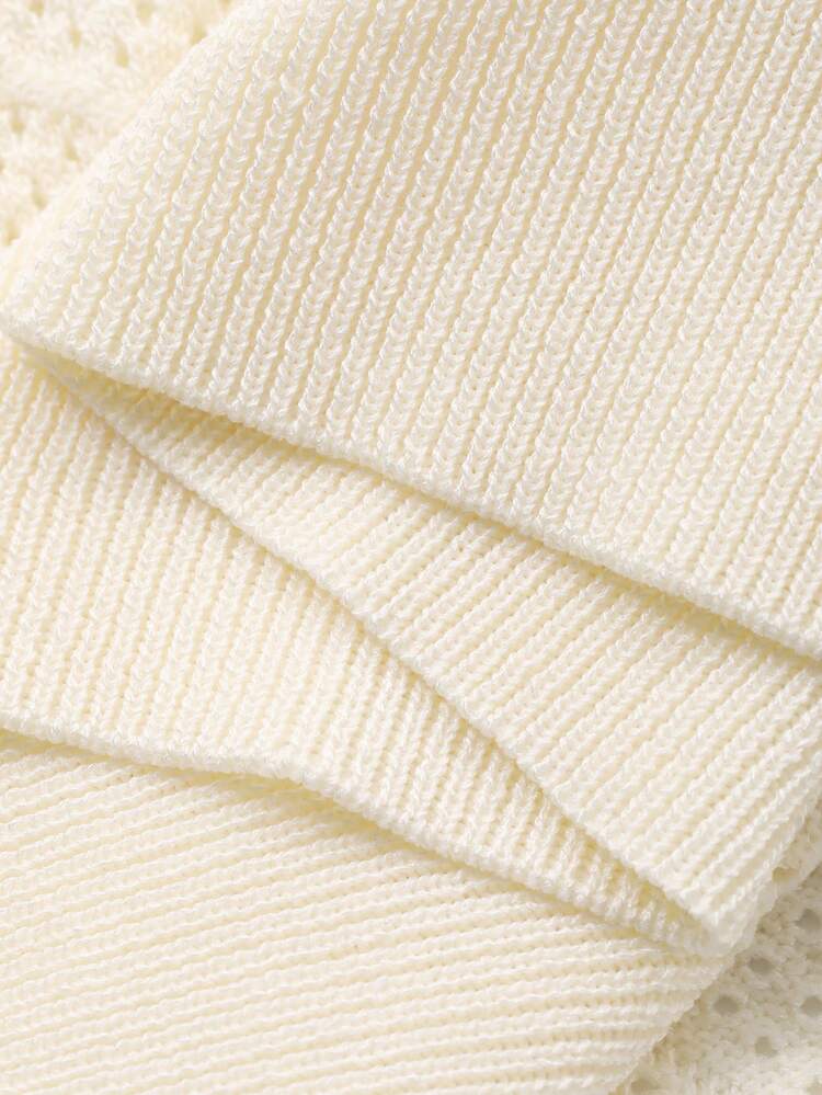 Men's Textured Apricot Round Neck Knit Vest, Summer