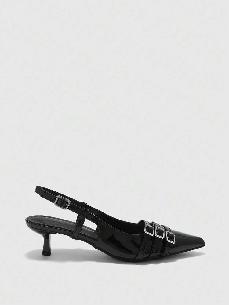 CUCCOO BIZCHIC Pointed Toe Thin Heel Versatile Breathable Strap Backless Pumps For Women Spring Shoes
