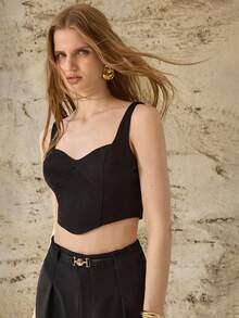 MOTF PREMIUM WOMEN'S ELASTIC CROPPED TANK TOP, SPRING/SUMMER - Black - View 4