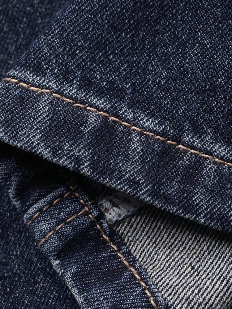 Dazy Plus Plus Size Women Distressed Barrel Leg Jeans, Vintage Washed Faded Dark Blue Loose Fit Denim Pants With Seam Detail, Streetwear Style - Dark Wash - View 12
