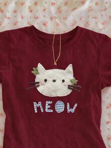 Camiseta Casual Estampada para Mujer, Manga Corta y Cuello Redondo, Moda Urbana Local Primavera/Verano. Blusas para mujer, playeras de mujer. 180g (S-XXXL) - Borgoña 2 - Ver 3