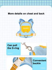 PETSIN 1pc Pet Dog Backpack With Towing Rope For Outdoor Walking, Portable Storage Chest Strap For Small And Medium-Sized Dog Backpacks, Breathable Chest Strap For Towing Dogs, Outdoor Portable Storage Rope - Multicolor - View 8