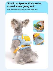 PETSIN 1pc Pet Dog Backpack With Towing Rope For Outdoor Walking, Portable Storage Chest Strap For Small And Medium-Sized Dog Backpacks, Breathable Chest Strap For Towing Dogs, Outdoor Portable Storage Rope - Multicolor - View 7