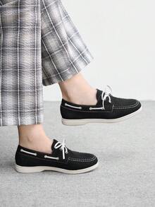 CUCCOO BIZCHIC Giày lười nữ đế bằng, kiểu dáng đơn giản và thời trang, thích hợp mang hàng ngày trong dịp Giáng sinh. - Đen tinh khiết - Xem 5