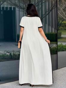 Modelyn Summer Middle East Style Sleeveless Striped 2 Pieces Casual Long Jumpsuit Set - White - View 4
