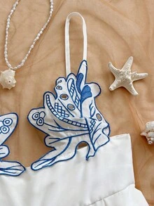 Soleia Bộ jumpsuit nữ phối màu, thêu họa tiết khoét rỗng, kiểu dáng thanh lịch. - màu đen - Xem 5