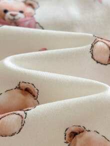Loomiva Conjunto de 2 piezas de top de manga larga de cuello redondo y pantalones de cintura elástica con estampado de animales de dibujos animados para bebé niña - Rosa - Ver 7