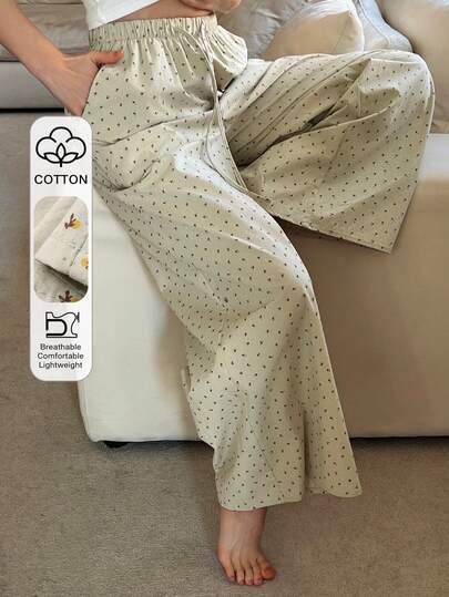 DAZY Quần pajama rộng rãi họa tiết hoa nhí dành cho nữ