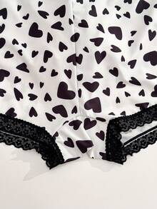 PetitDoll 3pcs/Pack Plus Size Contrast Lace Heart Print Panties - Multicolor - View 6