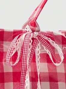 ROMWE Kawaii 1件装时尚豹纹果冻大容量手提包，粉色，豹纹，大容量，街头风，Y2K风格，猎豹纹女包，豹纹回归 - 紅白色 - 查看 3