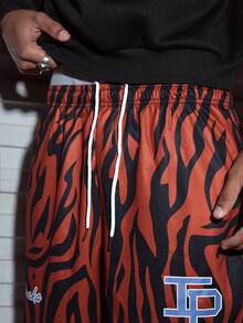 Modcrash Men's Sweatpants Set, Streetwear Vintage Print, Relaxed Fit, Spring Summer, Unisex - Red - View 6
