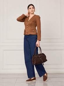 Sleekvia Giày lười nữ màu mơ bằng da lộn, kiểu dáng thoải mái, đế bằng, dễ xỏ, phù hợp cho hoạt động ngoài trời, đi làm, công sở, mặc hàng ngày, đa năng. - màu nâu - Xem 10