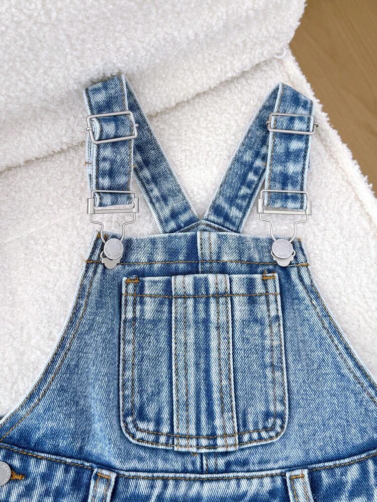 Quần yếm denim xanh nhạt dáng rộng cho bé trai, thích hợp cho mùa hè. - Rửa nhẹ - Xem 3