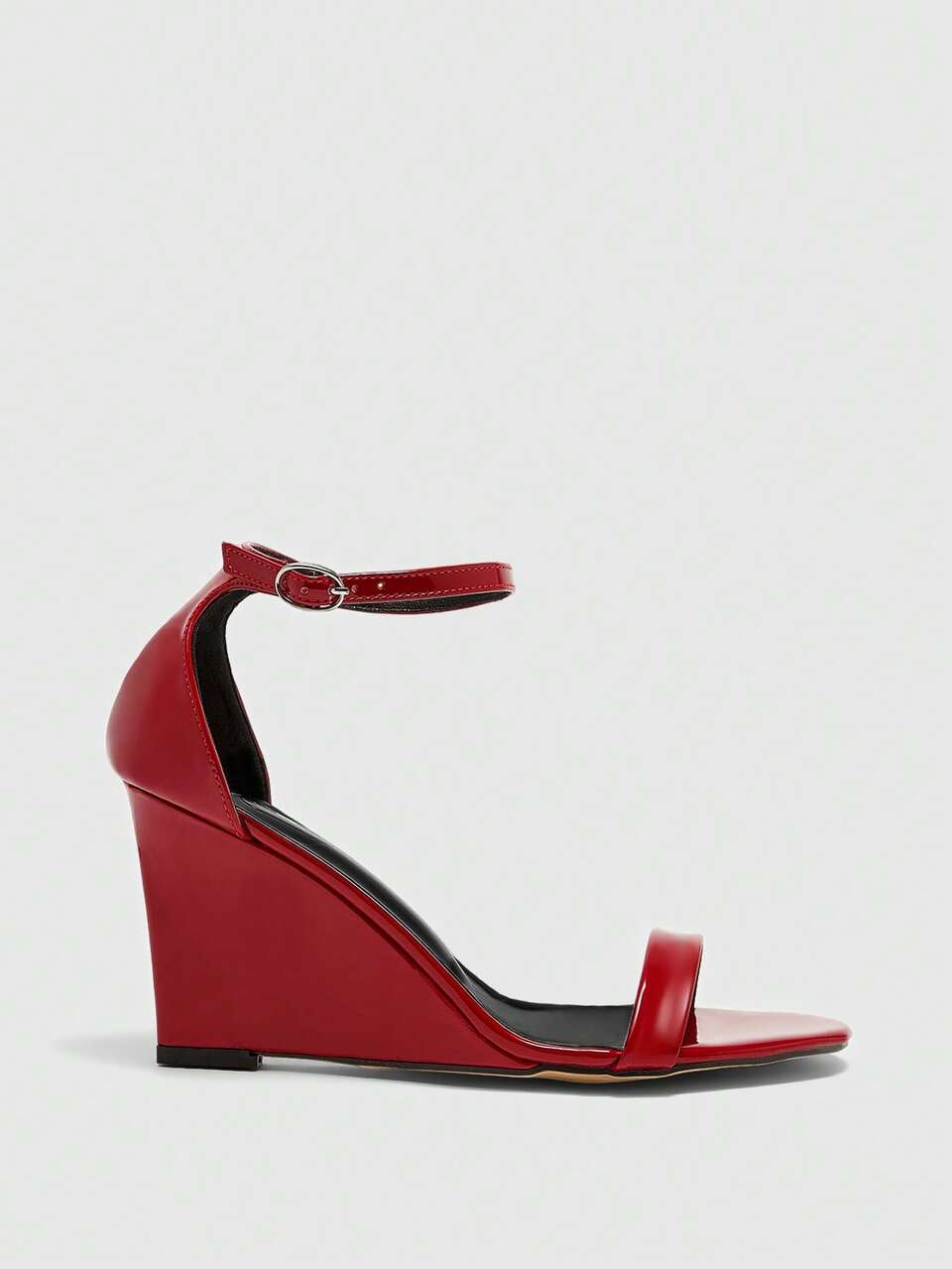 CUCCOO BIZCHIC Women Shoes Round Toe Wedge Heel Dark Red Word Strap Women's Fashion Wedge Heel Sandals Stylish Simple Daily Comfort Commuter Women's Sandals Women's Shoes Spring Shoes Summer Shoes