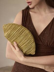 MOTF CLUTCH BAG FOR WOMEN,GOLDEN ELEGANCE,GALA NIGHT,PARTY OUTFITS,PROM BAG,PROM ACCESSORIES,WEDDING ITEMS,GIFTS FOR WOMEN,VALENTINE'S DAY(RANDOM PATTERN) - Gold - View 1