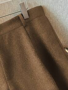 GlowEve CURVE Pantaloni in misto lana taglie forti per donna, slim fit in vita alta, adatti per il ritorno a scuola, laurea, San Valentino, festival musicali, festa della mamma, Ognissanti - Castano - Visualizzare 5