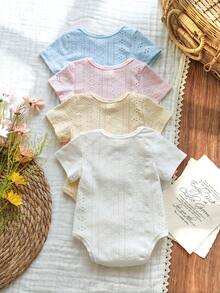 Vintaside Kids 3pcs/Set Newborn Baby Boys' Casual Short Sleeve Rompers, Summer - Multicolor - View 2