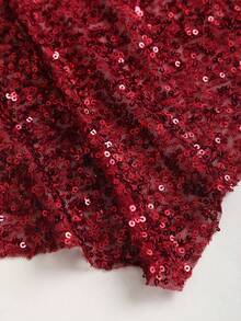 Sweetra Áo kiểu nữ đính sequin, cổ yếm, vạt lệch, gợi cảm, đa năng, thích hợp cho hẹn hò và đi chơi. - Màu Đỏ Sâu - Xem 5