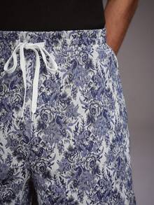 STYNVO Men's Floral Print Drawstring Waist Pocket Casual Versatile Daily Wear Shorts Men's Vacation Shorts Blue Floral Shorts Men Men Shorts Camo - Gray Blue - View 6