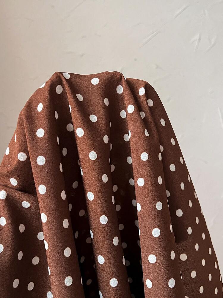 2pc Set Plus Size Women's Summer Casual Vacation Resort Countryside Round Neck 3/4 Sleeve Side Slit Polka Dot Brown Long Top Shirt And Pants 2 Piece Set With Pockets, Summer Holiday,Spring Break Outfits ,Vacation Outfits Women ,Holiday Outfits For Women,Spring Dress Women,Going Out Outfits,2026 New Clothes,Simple And Fashionable For Everyday Wear,Boho Set,Boho Pants Set For Women,Two Piece Set, Wide Leg Pants Set, Modest Two Piece Set, 2 Piece Casual Sets Woman, Short Sleeve Two Piece Set