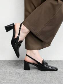 CUCCOO BIZCHIC 女士时尚百搭通勤搭扣高跟鞋 - 黑色 - 查看 5