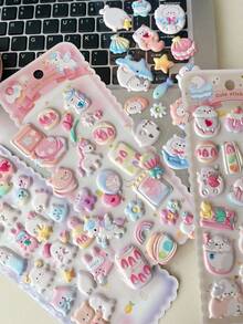 POKOJA LAND 卡通食物和仙女泡泡贴纸，可爱贴纸，适用于手机壳和笔记本，泡沫贴纸，动物泡泡贴纸，是装饰笔记本电脑、手机壳、水瓶和其他DIY物品的理想之选。它们是节日和季节的完美礼物。 - 彩色 - 查看 2